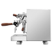 Espresso machine with wooden handles on a white background