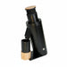 Black and wooden espresso grinder on a white background