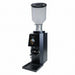 Black coffee grinder with digital display on a white background