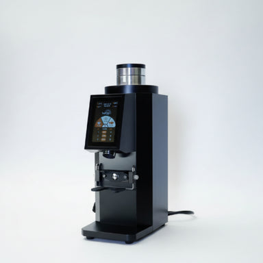 Coffee machine with digital display on a white background