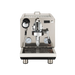 Stainless steel espresso machine on a white background