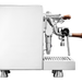 Espresso machine with wooden handle on a white background