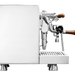 Espresso machine with wooden handle on a white background