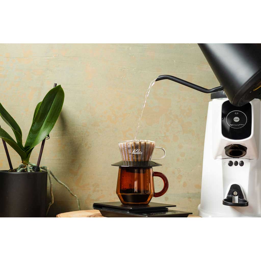 AllGround ProBrew Filter Coffee Grinder - White w/ Wood