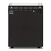 Black outdoor grill with silver accents on a white background