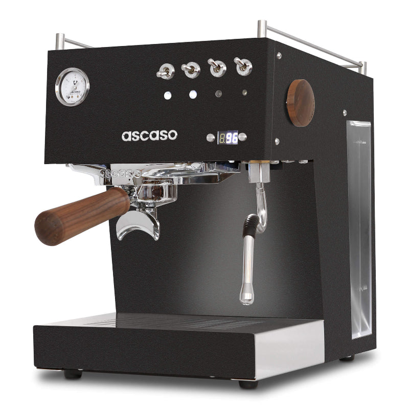Black Ascaso espresso machine on a white background